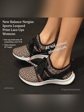 New Balance Nergize Sports Leopard Print Lace Ups Womens size 7.5-8